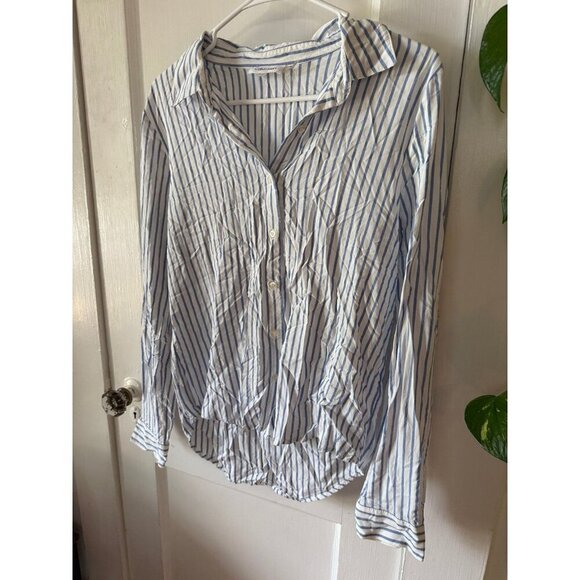 Calvin Klein women’s size small blue and white striped top - Picture 2 of 8